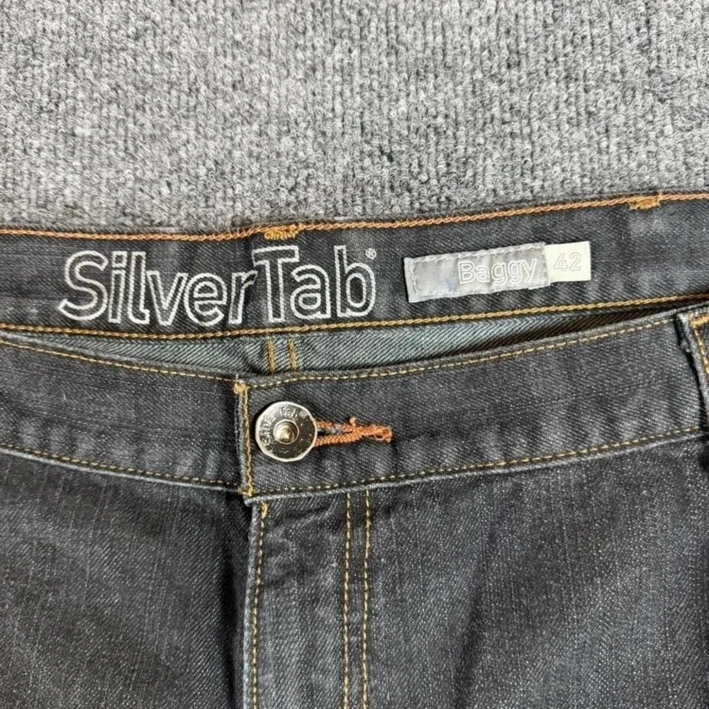 Vintage‎ Y2K Levi SilverTab Baggy Wide Leg Fit Black Denim Jeans Mens Size 42x30